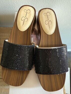 Jessica Simpson wood platform Slide Sandals